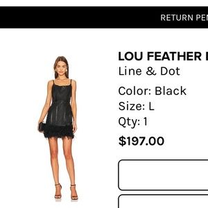 leather black dress with feathers